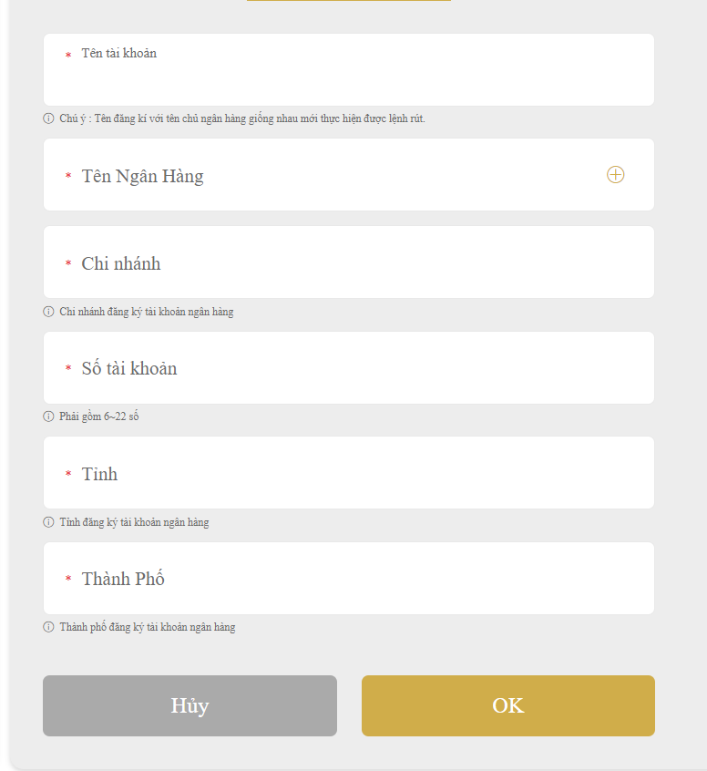 Rút tiền SV66 về tài khoản ngân hàng trong 5 phút 11 Điền thông tin ngân hàng rút tiền