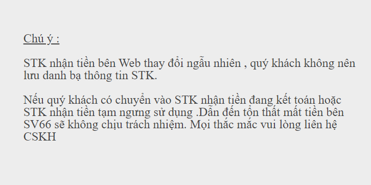 Nạp tiền SV66 - Hướng dẫn nạp tiền nhanh chỉ mất 3 phút 20 Những điều cần lưu ý khi nạp tiền