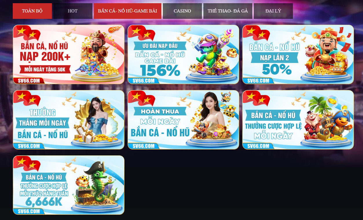 Hướng dẫn đăng ký SV66 nhanh chóng nhất 2025 18 Game bài, bắn cá, nổ hũ SV66 tặng thưởng khủng